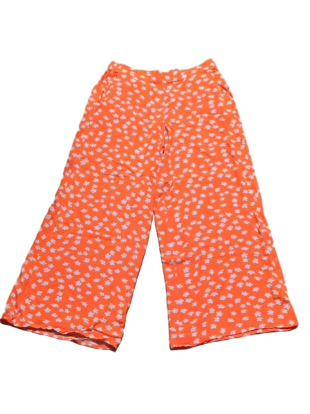 Roxy Midnight New Avenue Orange And Blue Floral Wide Leg Pants Size Large